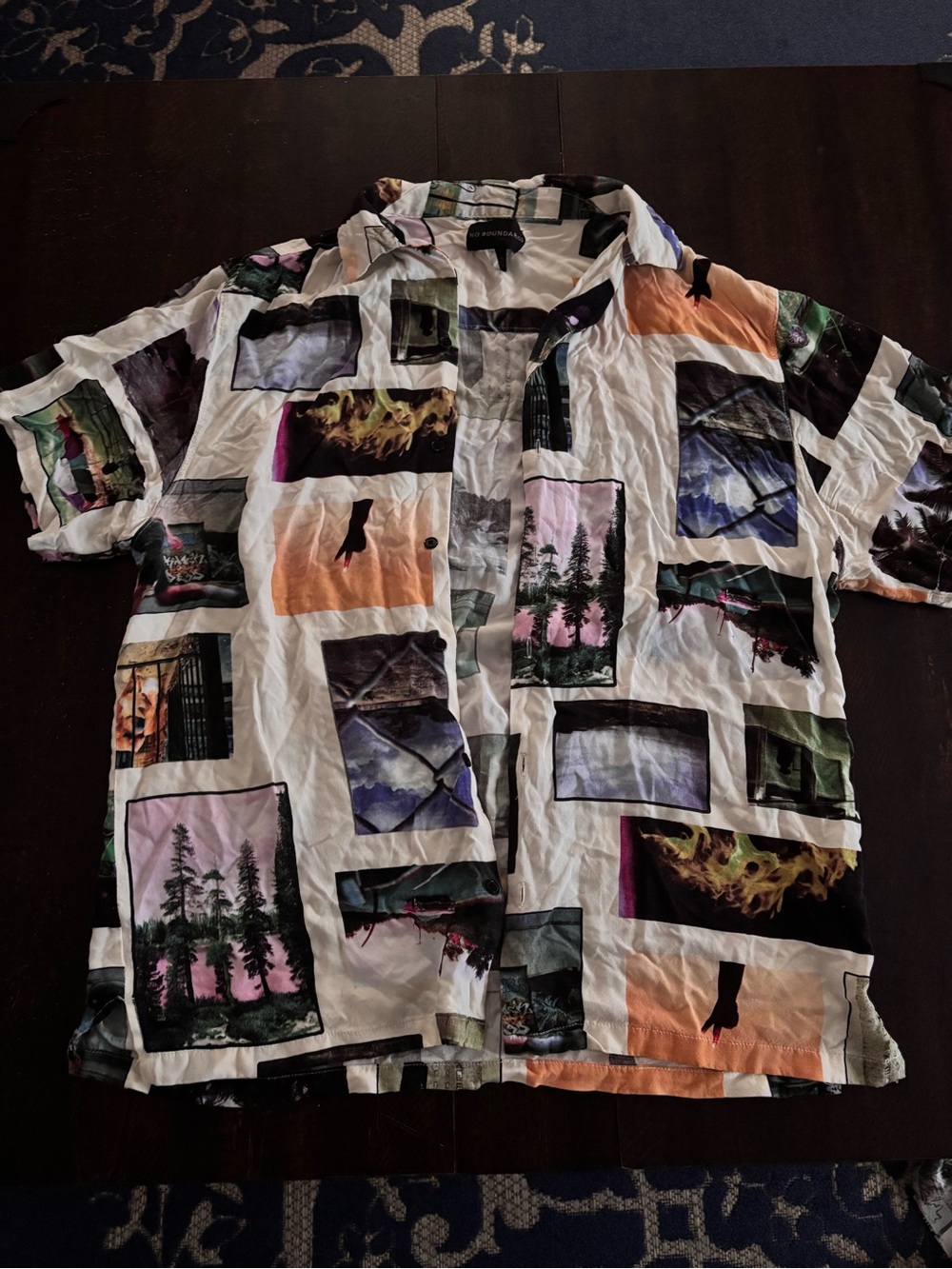 No Boundaries White Short Sleeve Photo-Print Shirt Jacket